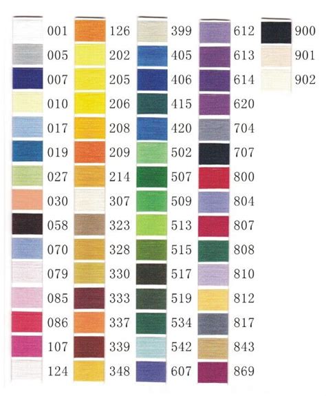 Brother Embroide Color Chart And Palet
