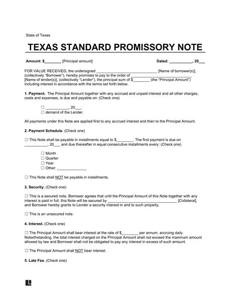 Browse Our Sample of Texas Promissory Note Template in 2021 | Notes template, Promissory note