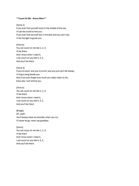 count on me lyrics songs i count and | Count on me lyrics, Me too