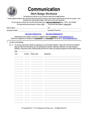 Bsa Communications Merit Badge Worksheet