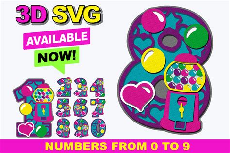 Download Bubblegum Machine Numbers 3D SVG