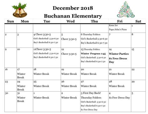 Buchanan Elementary Calendar