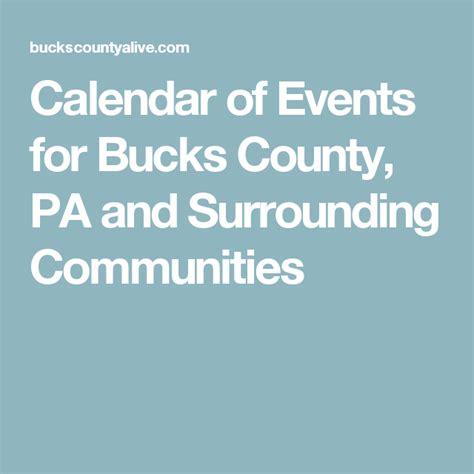 Bucks County Events Calendar