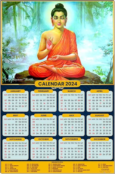 Buddha Calendar 2024