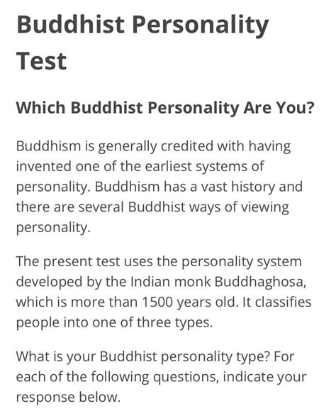 Buddhist Personality Type Test