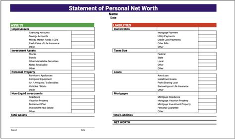Net Worth Tracker Template Excel / Track My Net Worth / Net Etsy