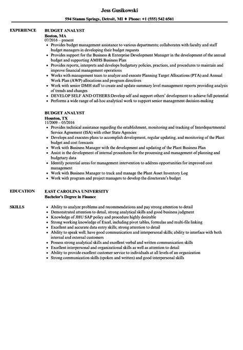 Budget Analyst Resume Sample