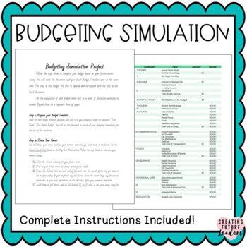 Budget Simulation Activity Print Out For Students Cash And Chart
