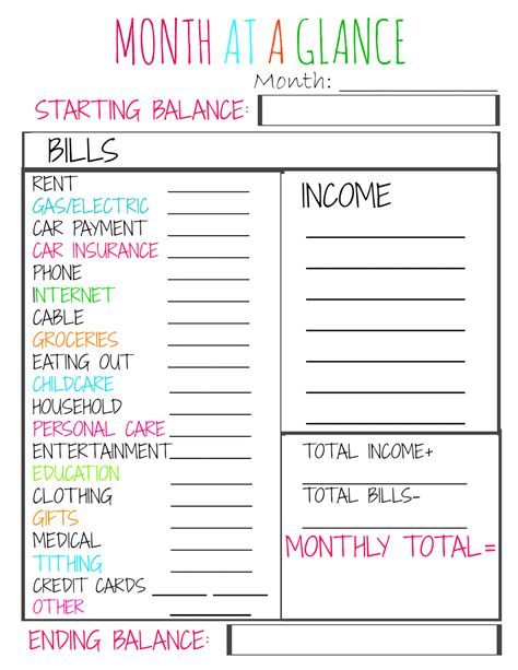 Budget Worksheet For Teenagers