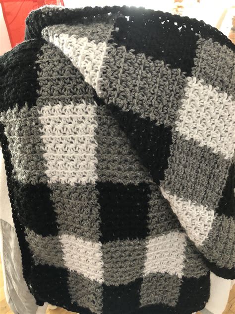 Buffalo Plaid Crochet Blanket Free Pattern