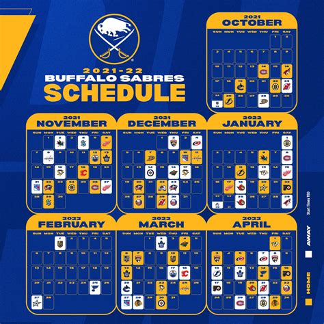 Buffalo Sabres Home Schedule Printable