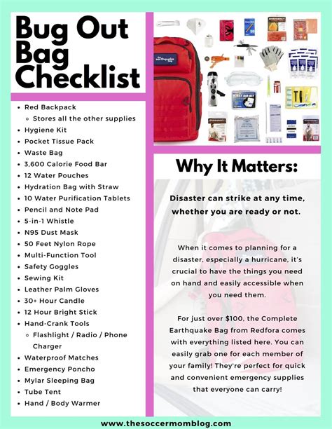 Bug Out Bag Checklist Printable