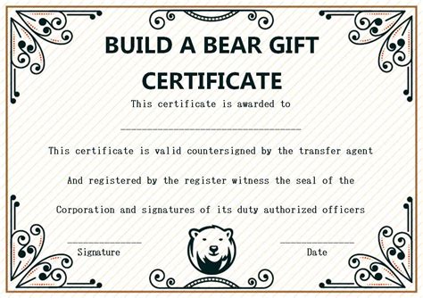 Build A Bear Gift Certificate Template
