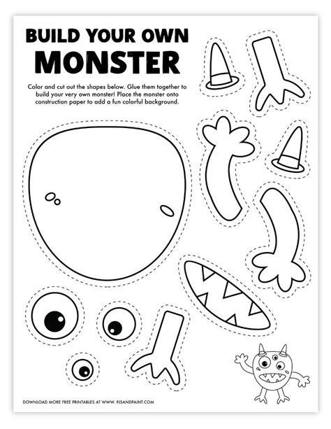 Build A Monster Printable Black And White