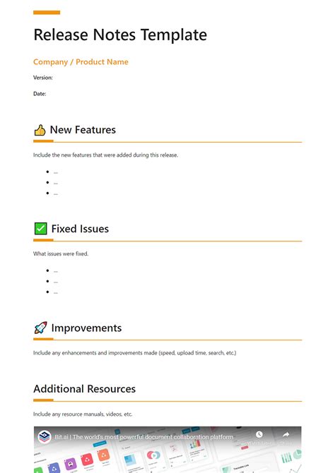 Build Release Notes Template - Creative Design Templates