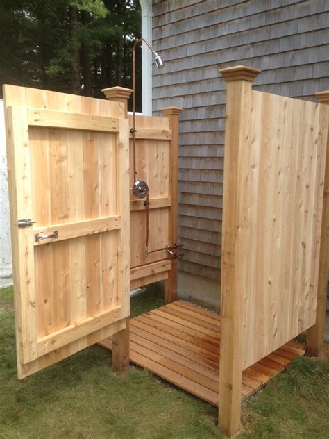 Wood Closed Shower Outdoor shower enclosure, Diy outdoor shower, Diy outdoor shower ideas