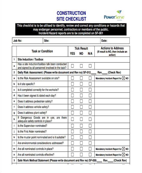 Building Construction Checklist Template