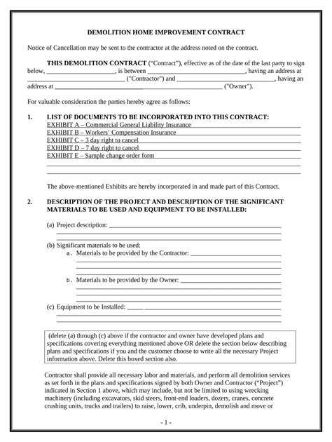 Demolition Contract Template Download Free & Premium Templates, Forms