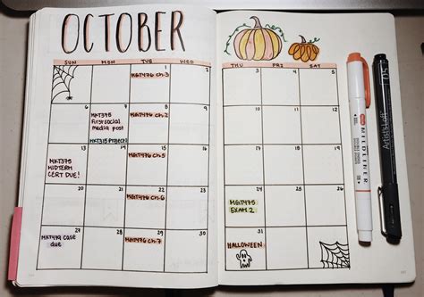 Bujo October Calendar