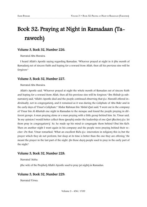 Bukhari Book 32 Praying At Night In