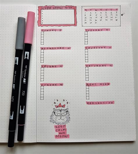 Bullet Journal Weekly Spread One Page