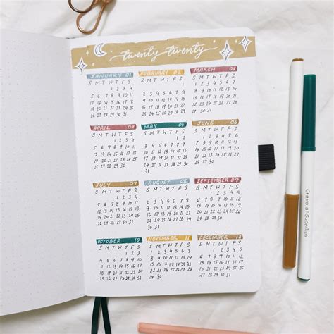 Bullet Journal Yearly Calendar