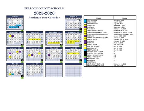 Bulloch County School Calendar