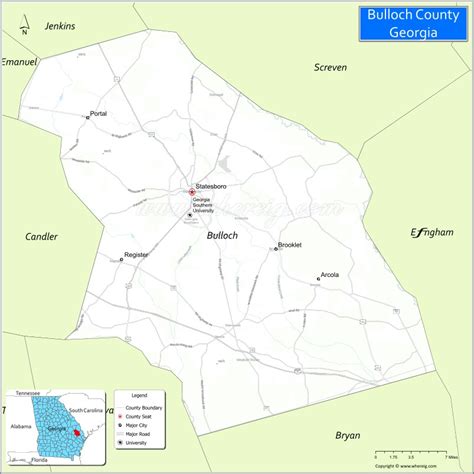 Bulloch County, GA Wall Map Premium Style by MarketMAPS
