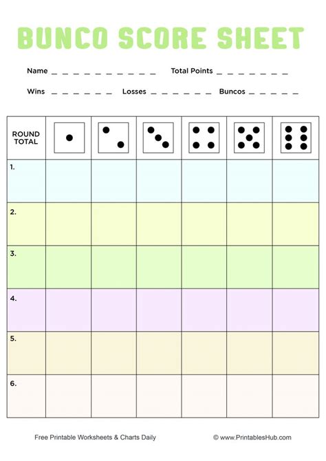 Bunco Score Sheet Template