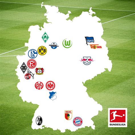 Karte mit Fussballteams German football league, European football