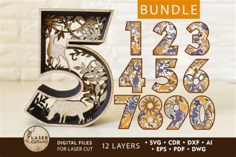 Download Bundle NUMBERS Multilayer Laser Cut File