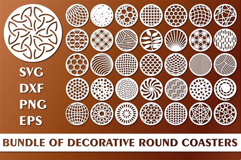 Download Bundle of Decorative Circle Coasters For Crafts
