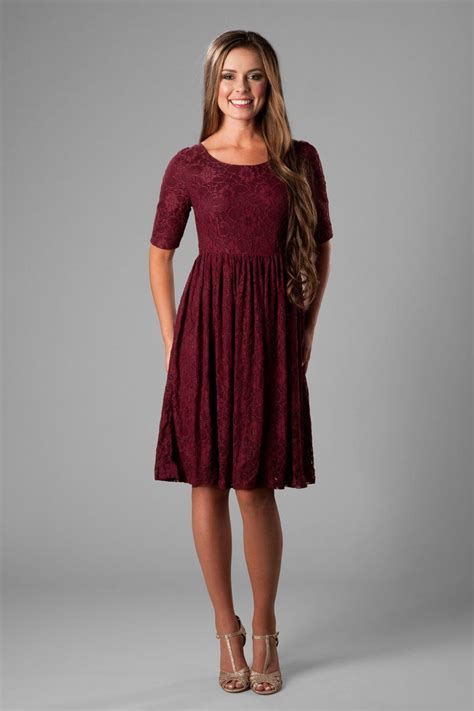 Burgundy Modest Dress