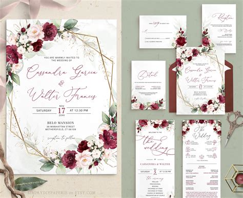 Burgundy Blush Wedding Invitations