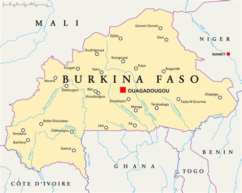 Physical Map of Burkina Faso Ezilon Maps