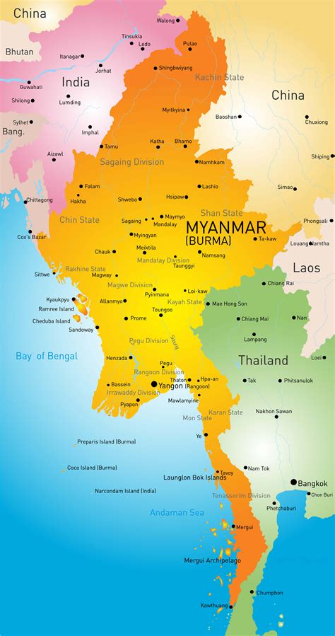 Myanmar location in world map Location of Myanmar in world map (South
