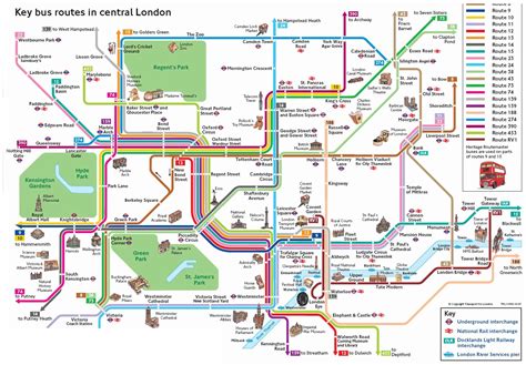 London's Major Attractions Map (Big Bus Tour) London bus map, London
