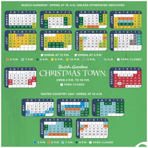 Busch Gardens Busy Calendar