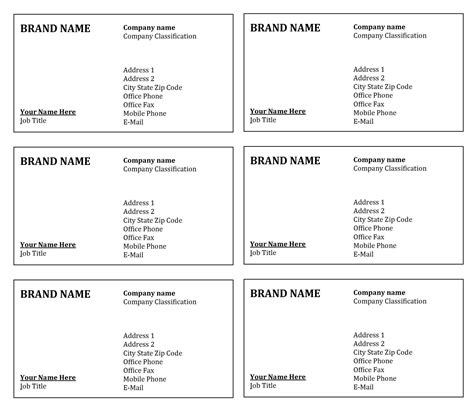 Business Card Template Pages