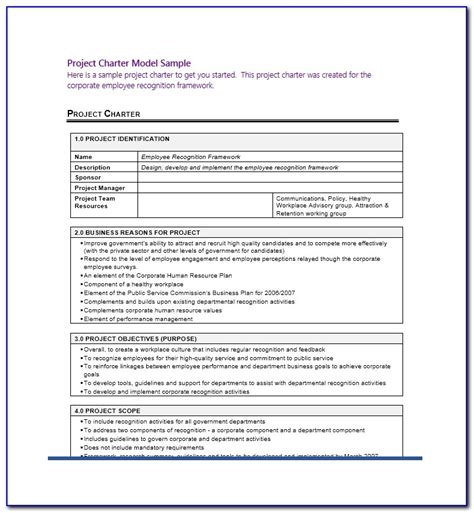 Business Charter Template Sample