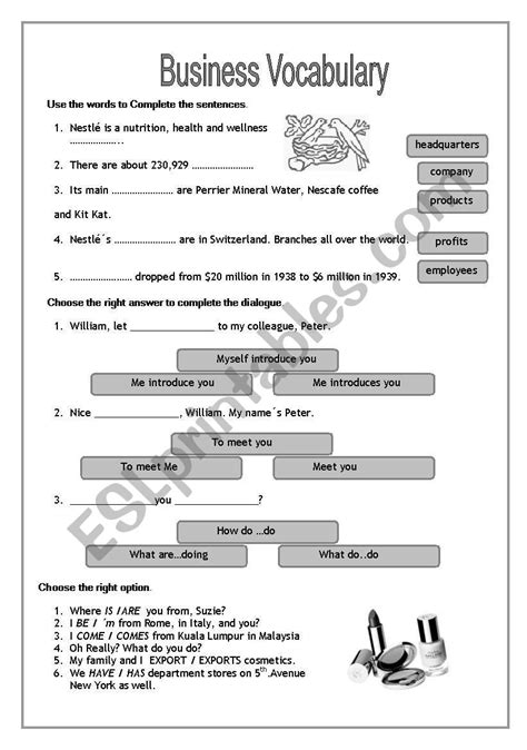 Mixed Business Grammar Worksheet worksheet Free ESL