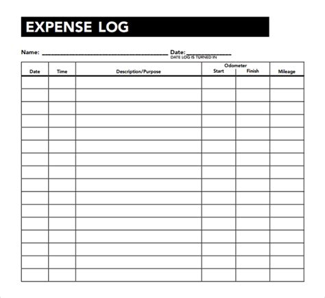 Sample Expense Log Template 9+ Free Documents in PDF
