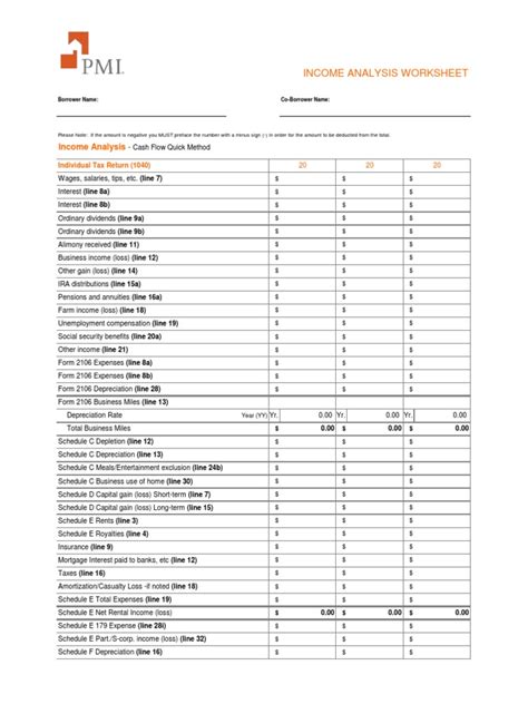Business Income Calculation Worksheet
