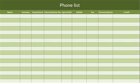 Contact List Template in Excel FREE to Download & Easy to Print