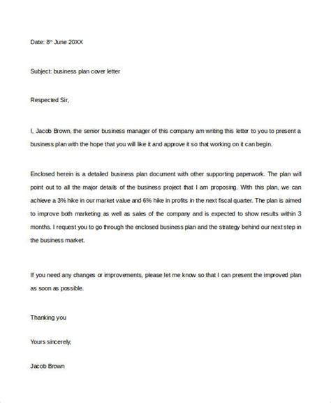 Business Plan Cover Letter Example