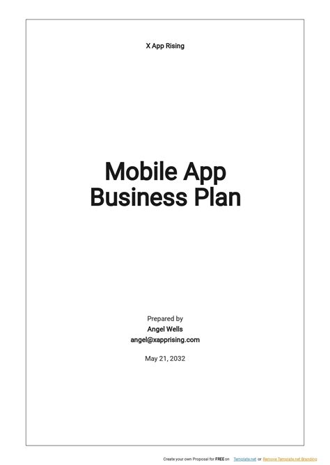 Business Plan Template For App Development