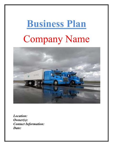 Trucking Transport Business Plan Template Sample Pages Black Box
