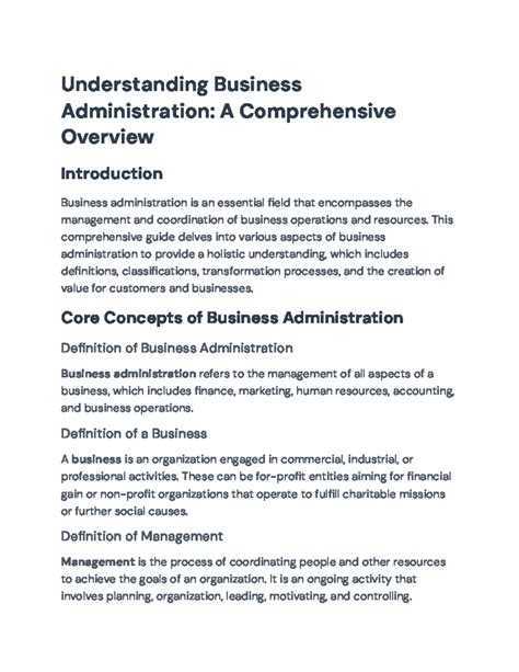 Business Administration Overview