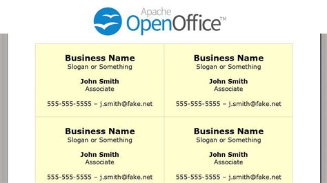 Business Card Template Open Office