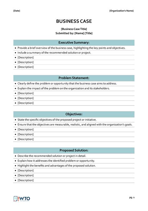 Business Case Templates Word